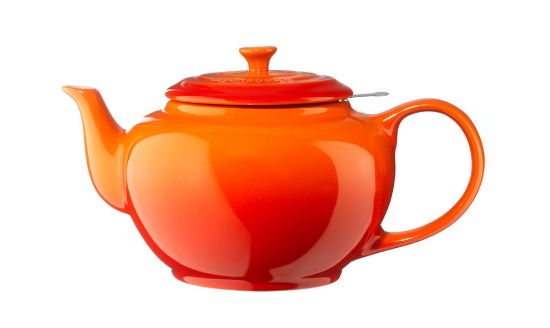 Bild von Teekanne mit Sieb, ofenrot