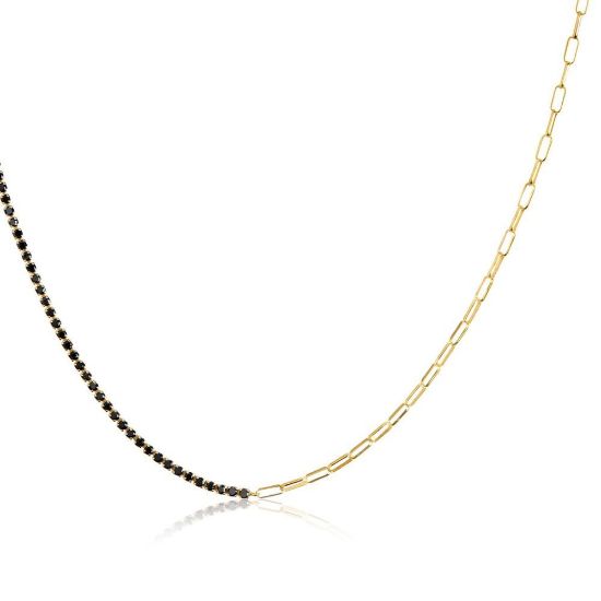 Bild von Halskette mit schwarzen Zirkonia "Ellera", gold