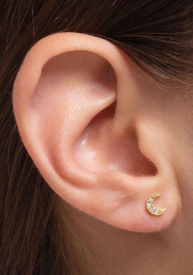 Bild von Single-Ohrstecker "Mond", gold