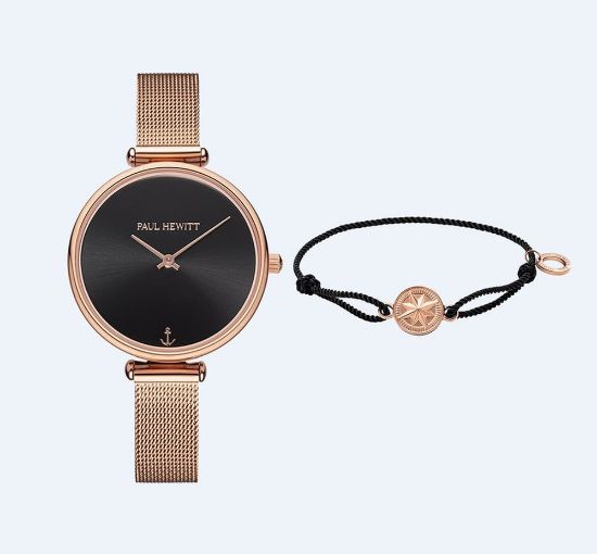 Bild von Set Armbanduhr "Perfect Match Lagoona" und Bracelet "Wind Rose", schwarz-roségold