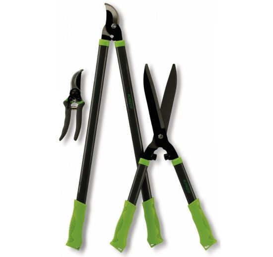 Bild von Gartenscheren-Set, 3-teilig, grün-grau