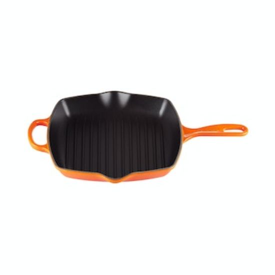 Bild von Grillpfanne quadratisch Gusseisen 26 cm, ofenrot