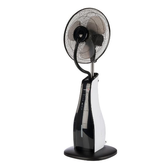 Bild von Standventilator mit Sprühfunktion, Schwarz-Weiß