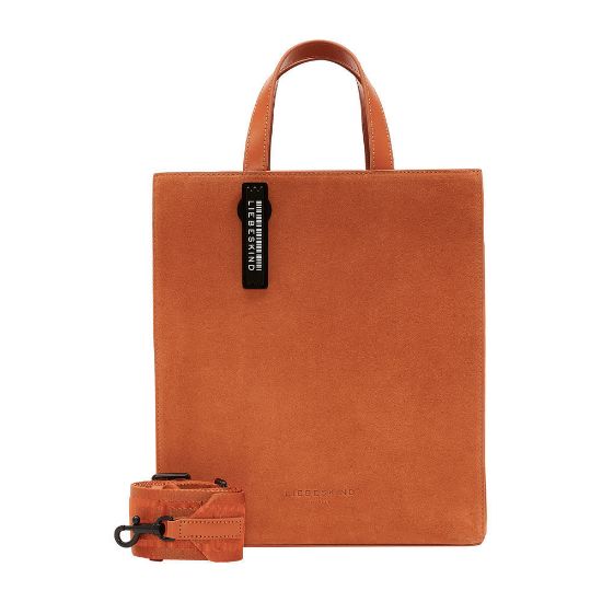 Bild von Handtasche "SUEDE Paper Bag", M, dark mandarine