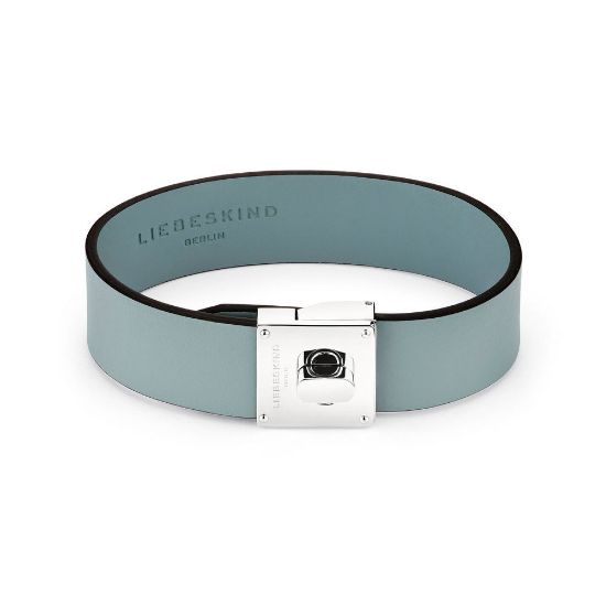 Bild von Lederarmband "LJ-1283-B-23" mit Edelstahlverschluss, silber/türkis