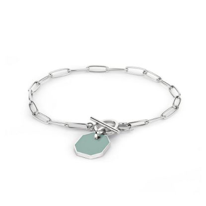 Bild von Armband "LJ-1303-B-22" aus Edelstahl, hellblau