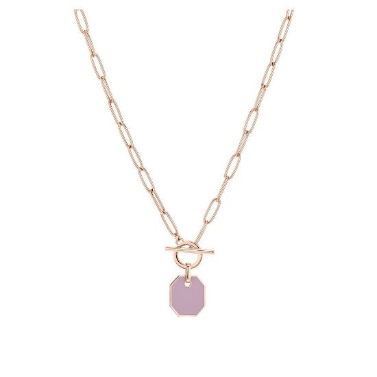 Bild von Halskette "LJ-1302-N-45" aus Edelstahl, IP Roségold, lavendel