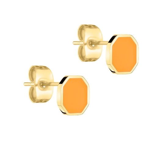 Bild von Ohrstecker "LJ-1307-E-07" aus Edelstahl, IP Gold, orange