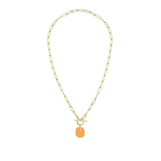 Bild von Halskette "LJ-1301-N-4"5 aus Edelstahl, IP Gold, orange