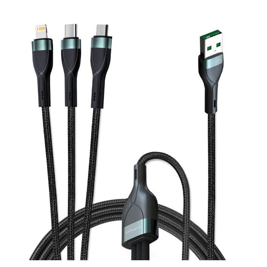 Bild von 3in1 USB-A Kabel textil, 1,5m, Schwarz