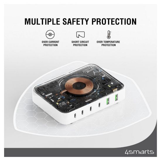 Bild von "7in1 GaN" Ladestation 100W mit "Wireless Charger", Weiss