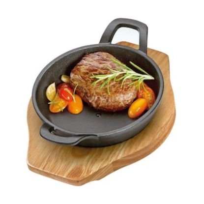 Bild von Servierpfanne BBQ mit 2 Griffen inkl. Holzbrett